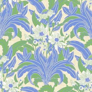 Mary Louise - Blue + Green, Inspired by William Morris