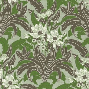 Mary Louise - Deep Greens, Inspired by William Morris