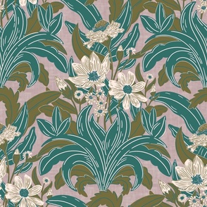 Mary Louise - Teal, Inspired by William Morris