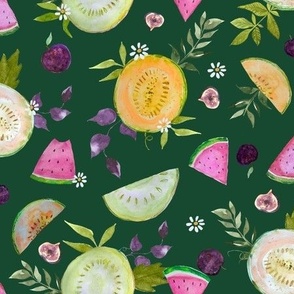 Summer Melons Watercolor// Deep Forest