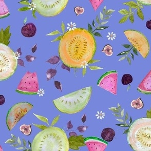 Summer Melons Watercolor// Periwinkle 