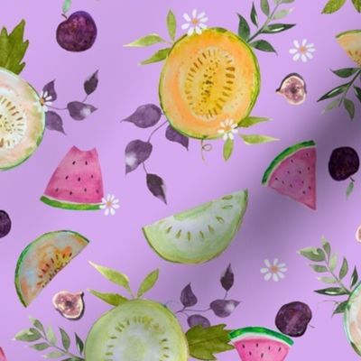 Summer Melons Watercolor// Lavender 
