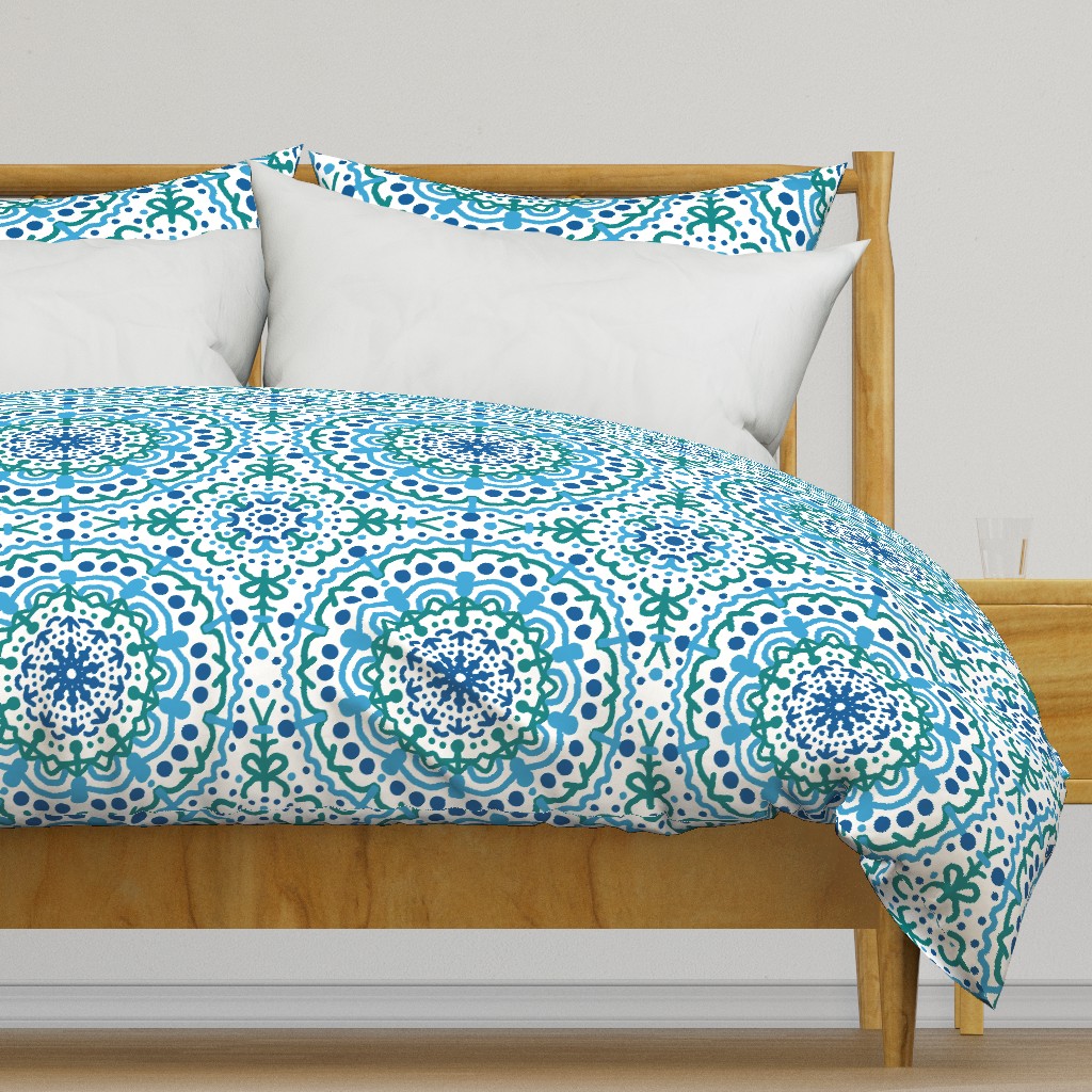 Mandala Blue Green Geometric Boho Pattern