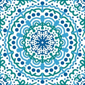 Mandala Blue Green Geometric Boho Pattern