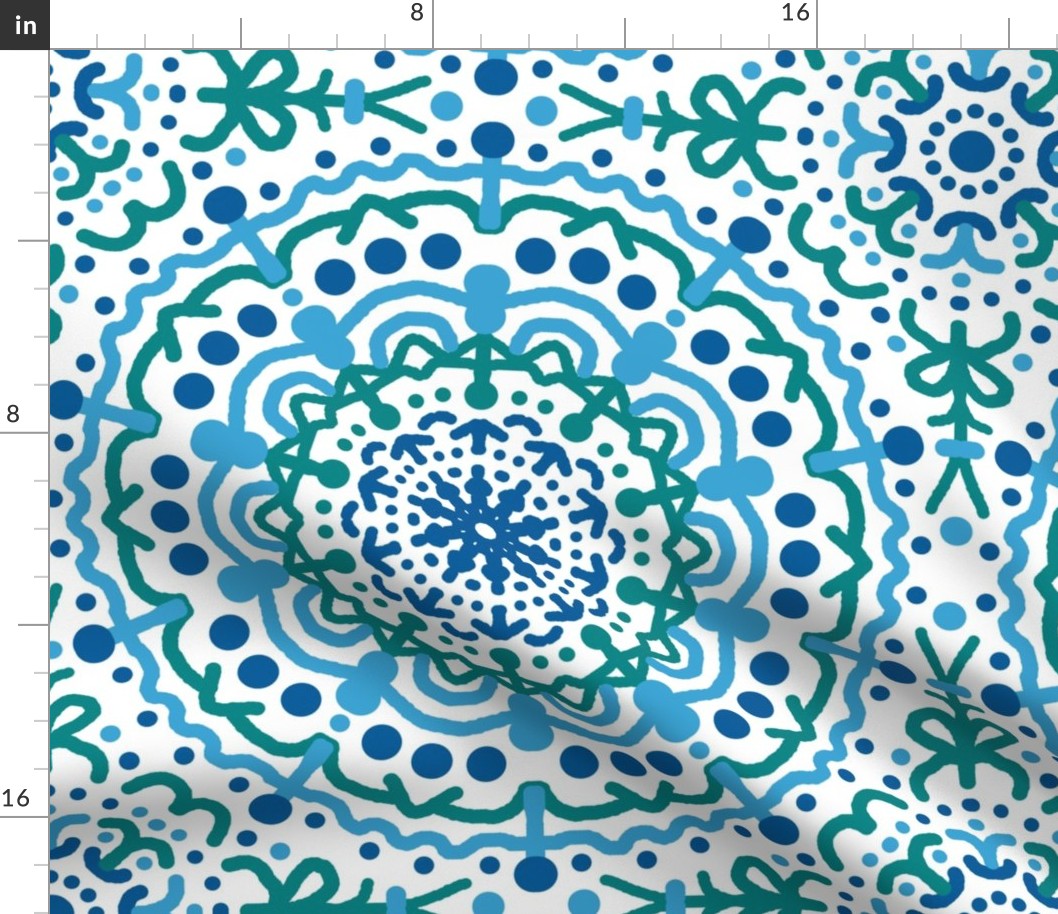 Mandala Blue Green Geometric Boho Pattern