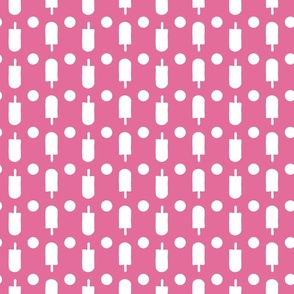 Ice Lolly Popsicle Polka dots on Azalea Pink (Barbie Pink)