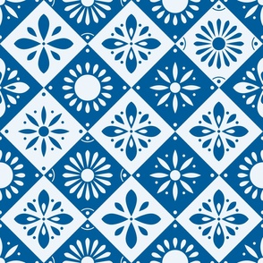 Traditional Portuguese decorative tiles in indigo blue