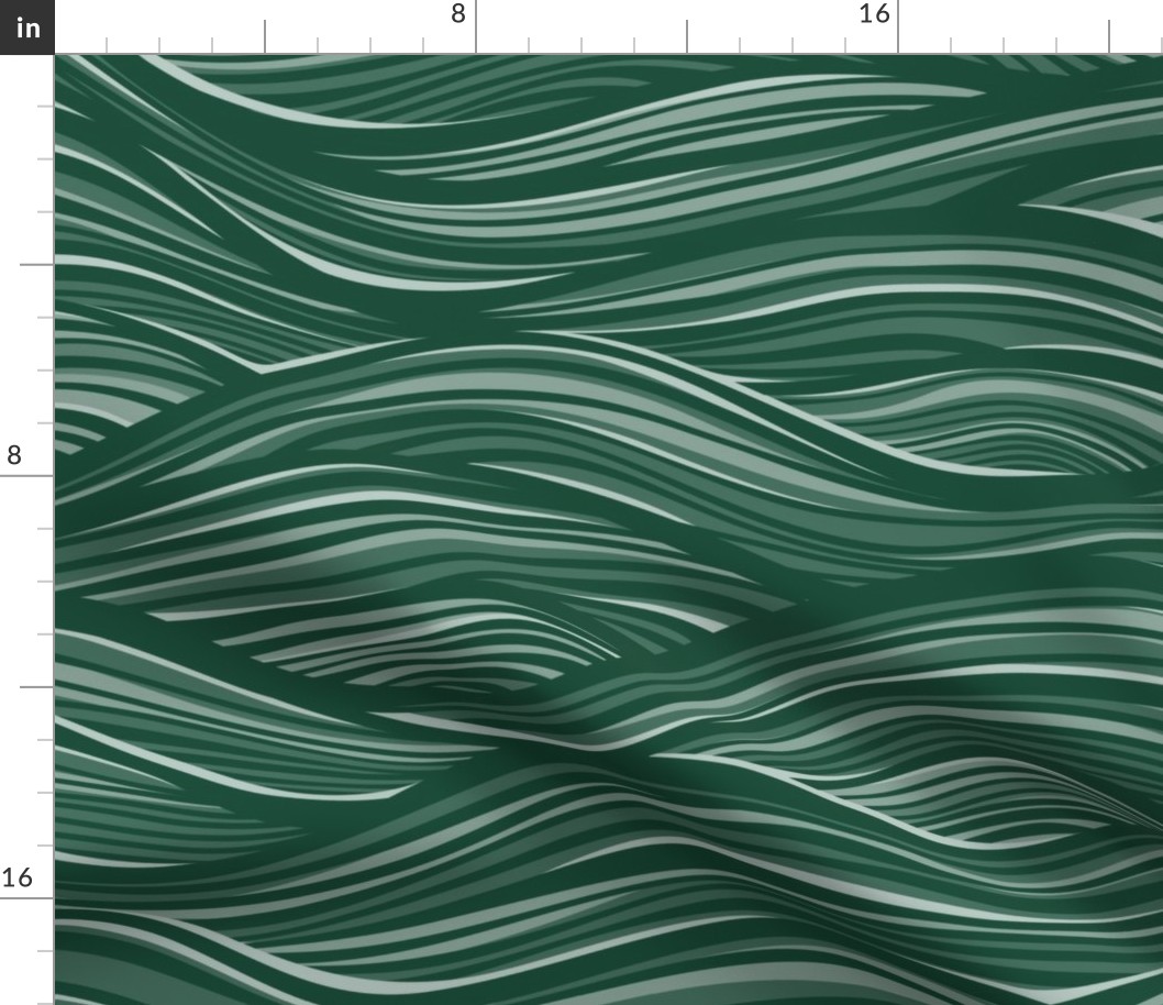 The High Seas- Dark Green- Ocean Waves- Japanese Sea Wallpaper- Beach- Sea Side- Beach Home Decor- Summer- Extra Large Scale