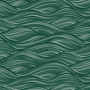 The High Seas- Dark Green- Ocean Waves- Japanese Sea Wallpaper- Beach- Sea Side- Beach Home Decor- Summer- Small Scale