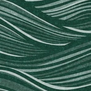 The High Seas- Dark Green- Woodprint- Ocean Waves- Japanese Sea Wallpaper- Beach- Sea Side- Beach Home Decor- Summer- Extra Large Scale