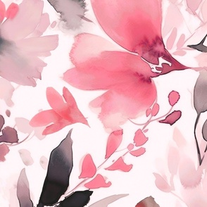 Loose Abstract Watercolor Floral Pattern In Pastel Pink