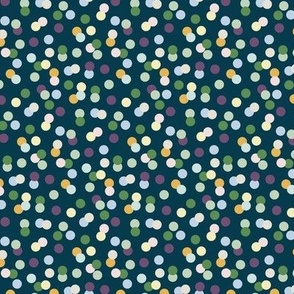 Scattered Tossed Polka Dots on Prussian Blue Non Directional Small Scale