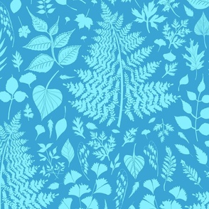 Cyanotype Garden (large scale light blue)