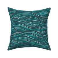 The High Seas- Teal- Turquoise Blue Ocean Waves- Japanese Sea Wallpaper- Beach- Sea Side- Beach Home Decor- Summer- Medium Scale