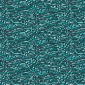 The High Seas- Teal- Turquoise Blue Ocean Waves- Japanese Sea Wallpaper- Beach- Sea Side- Beach Home Decor- Summer- sMini Scale