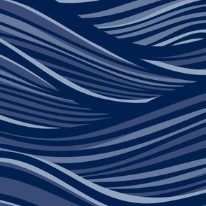 The High Seas- Navy Blue- Indigo Blue Ocean Waves- Japanese Sea Wallpaper- Beach- Sea Side- Beach Home Decor- Summer- Extra Large Scale