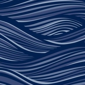 The High Seas- Navy Blue- Indigo Blue Ocean Waves- Japanese Sea Wallpaper- Beach- Sea Side- Beach Home Decor- Summer- Large Scale