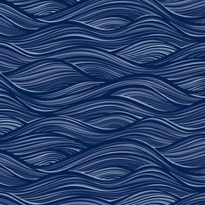 The High Seas- Navy Blue- Indigo Blue Ocean Waves- Japanese Sea Wallpaper- Beach- Sea Side- Beach Home Decor- Summer- Small Scale