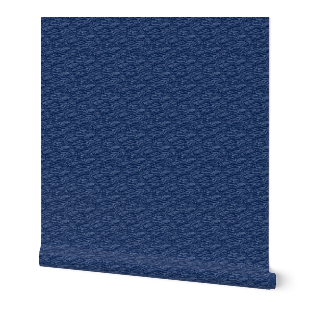 The High Seas- Navy Blue- Indigo Blue Ocean Waves- Japanese Sea Wallpaper- Beach- Sea Side- Beach Home Decor- Summer- sMini Scale