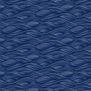 The High Seas- Navy Blue- Indigo Blue Ocean Waves- Japanese Sea Wallpaper- Beach- Sea Side- Beach Home Decor- Summer- sMini Scale