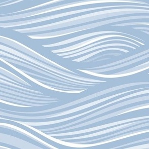 The High Seas- Sky Blue- Soft Pastel Blue Ocean Waves- Japanese Sea Wallpaper- Beach- Sea Side- Beach Home Decor- Summer- Petal Solids Coordinate Sky Blue- Large Scale