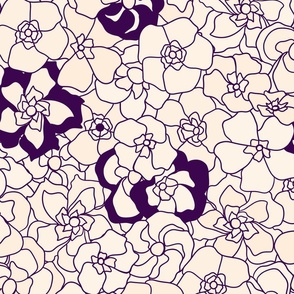  Retro Floral - Antique White & Russian Purple (27") (ST2023RFC)