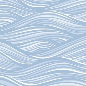 The High Seas- Sky Blue- Soft Pastel Blue Ocean Waves- Japanese Sea Wallpaper- Beach- Sea Side- Beach Home Decor- Summer- Petal Solids Coordinate Sky Blue- Medium