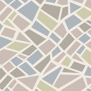 Mosaic Shapes | Cloudy Silver, Creamy White, French Gray, Silver Rust, Thistle Green | Geometric