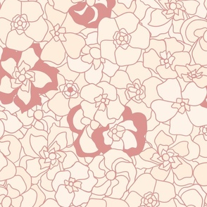  Retro Floral - Antique White & Coral Pink (27") (ST2023RFC)