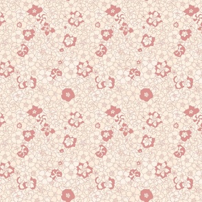  Retro Floral - Antique White & Coral Pink (7") (ST2023RFC)