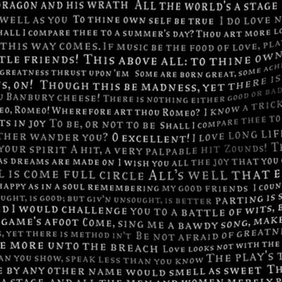 Shakespeare Quotes Large White on Black