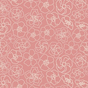 Retro Floral - Linework in coral pink (23")  (ST2023RFL)