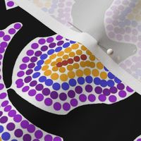 Black Kangaroo Kaleidoscope with Concentric Dot Outlines