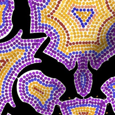 Black Kangaroo Kaleidoscope with Concentric Dot Outlines