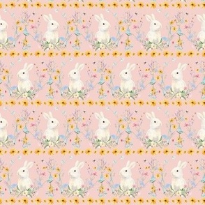Wildflowers Floral Watercolor Sunflower Spring Easter Bunny Rabbit Pink Blue Yellow SMALL