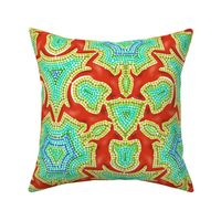 Red Kangaroo Kaleidoscope with Concentric Dot Outlines