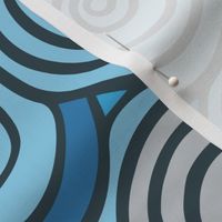 Abstract Ocean Swirls, Blue summer geometric design with hand drawn spirals