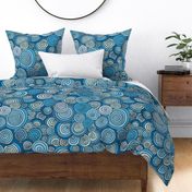 Abstract Ocean Swirls, Blue summer geometric design with hand drawn spirals