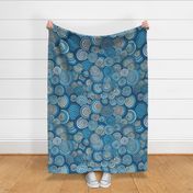 Abstract Ocean Swirls, Blue summer geometric design with hand drawn spirals