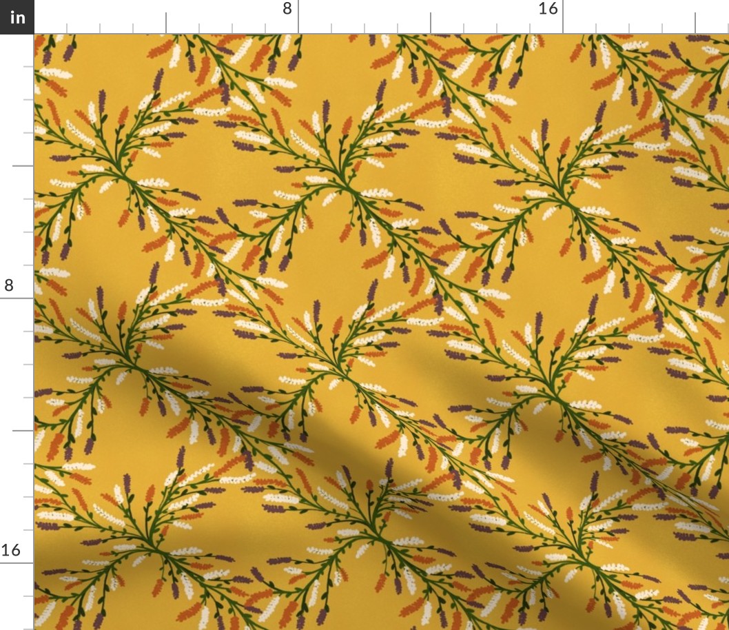 Criss Cross Floral Branches - yellow