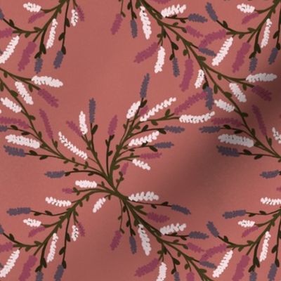Criss Cross Floral Branches - Coral