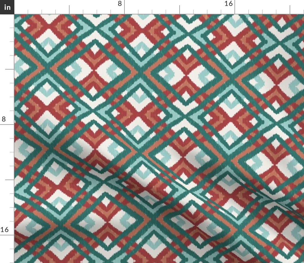 Ikat Checks - Red and Green