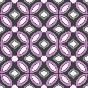 Ikat Floral - Green and purple