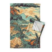 Vintage Hawaiian Landscape Teal