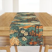 Vintage Hawaiian Landscape Teal