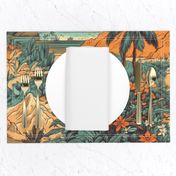 Vintage Hawaiian Landscape Teal