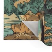 Vintage Hawaiian Landscape Teal