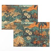 Vintage Hawaiian Landscape Teal