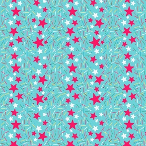 Cake Sprinkles and Stars on Turquoise Background
