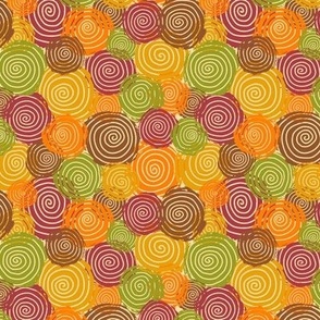 Abstract spinning polka dots in - rich fall tones